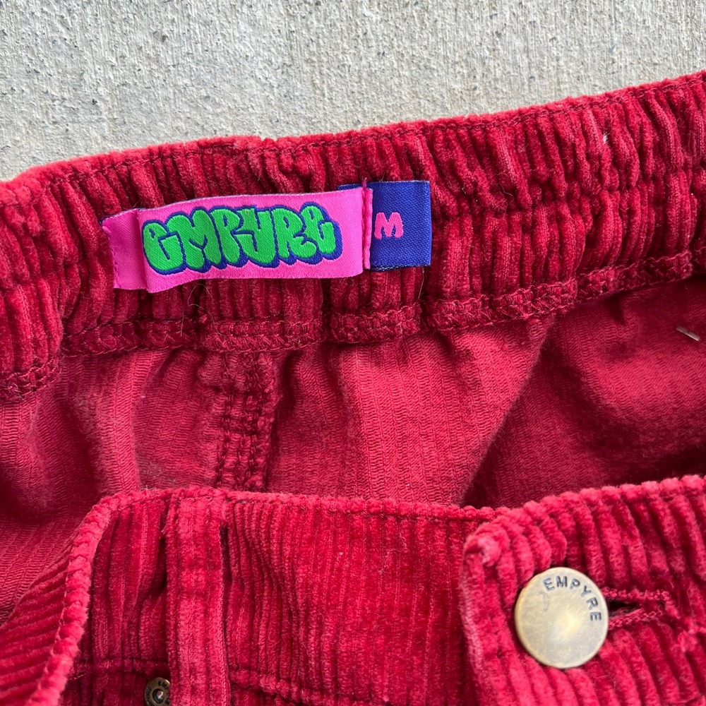 EMPYRE Red Corduroy Skater Pants Relaxed Fit Pleated Front Women Size M - Picture 4 of 6
